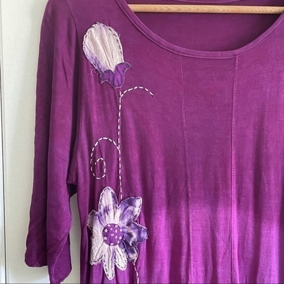 $20 SALE Hi Low Fuchsia Pink Purple Embroidered Ombré Dress Vintage Y2K Style - Picture 3 of 7